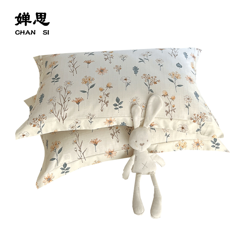 婵思 原棉老粗布田园风印花系列枕套