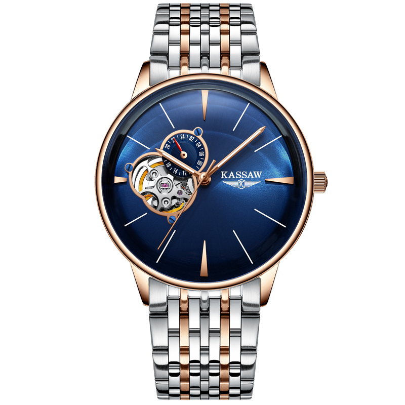 卡梭(kassaw)手表男时尚自动机械表镂空曲面防水男表商务休闲男手表k