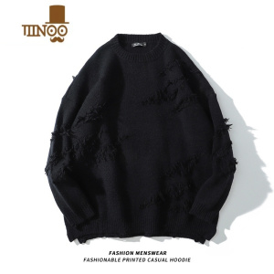 YANXUKUBA潮牌新品高街设计感圆领男女抹茶绿oversize针织毛衣