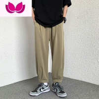 七斓垂感裤子男夏季薄款休闲长裤男士西装裤宽松直筒九分运动裤男西裤