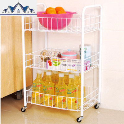 多层菜架子水果蔬菜收纳架厨房果蔬收纳筐家用可移动小推车置物架 三维工匠