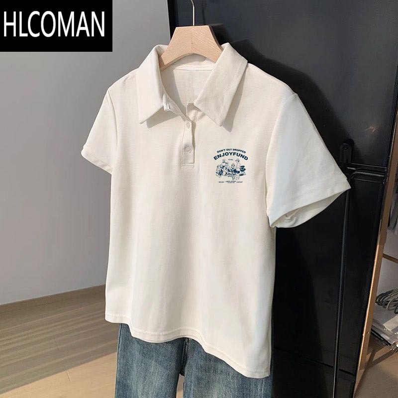 HLCOMAN翻领polo衫男短袖夏季ins休闲百搭宽松半袖体恤上衣