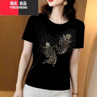 YIBUSHENG季新款时尚减龄百搭短袖t恤女显瘦休闲圆领洋气通勤遮肚子上衣