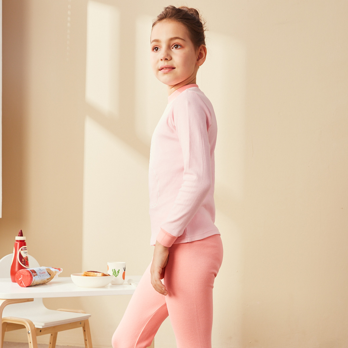 红豆儿童纯棉内衣套装女童半高领套装秋衣秋裤套装