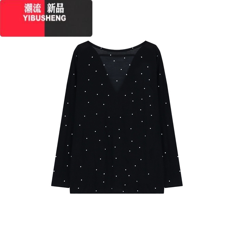 YIBUSHENG设计感后背开叉防晒衫白色T恤女装季韩系宽松微透波点上衣罩衫