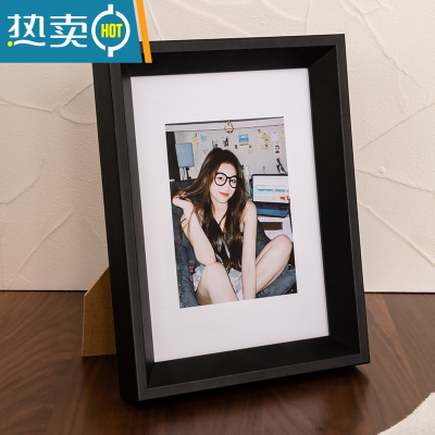 敬平简约实木相框摆台6寸7寸8寸挂墙框架可定制打印洗照片做成相框墙 黑色 10寸[挂摆两用]内径20.3*25.3