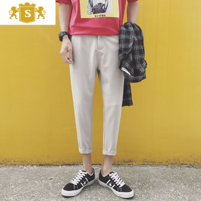 SUNTEK男士西裤春季网红坠感垂感西装裤九分裤男韩版八分小脚修身休闲裤西裤