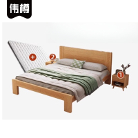 伟樽宿舍床1500*2000*400mm+床头柜*2+10cm床垫套