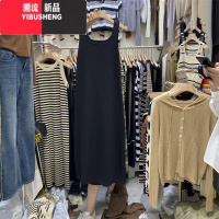 YIBUSHENG特大码300斤百搭过膝无袖吊带宽松连衣裙女胖MM中长款休闲裙子260