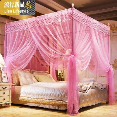 新款加高加粗三开落地宫廷蚊帐加密1.2米床1.5m床1.8m床2.0米床 三维工匠