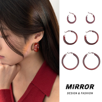 925纯银安可拉红耳圈春夏银针耳钉女耳环耳饰潮流小众创意送女朋友老婆情人节七夕生日礼物