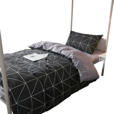 美帮汇宿舍床单被套三件套 单学北欧风铺盖套简约男寝室灰色四件套