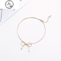 小众轻奢蝴蝶结锁骨链女韩国个性短款项链潮网红脖子饰品颈带项圈 JiMi