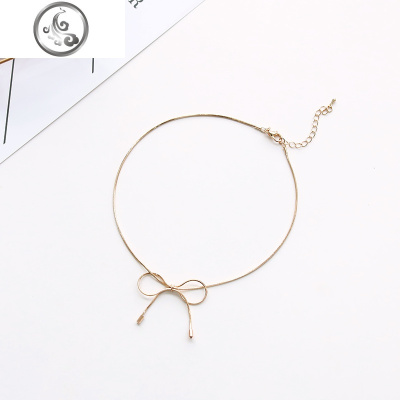 小众轻奢蝴蝶结锁骨链女韩国个性短款项链潮网红脖子饰品颈带项圈 JiMi