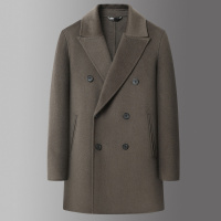 羊绒羊毛双面呢大衣秋冬男双排扣中长风衣高级感休闲毛呢大码外套