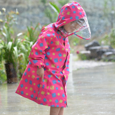 七色王国儿童雨衣小孩学生男童女童幼儿园宝宝小学生带书包位雨披斗篷式