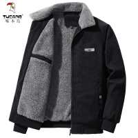 啄木鸟2025秋冬外套男翻领宽松商务棉服男潮中年复古加绒上衣外套