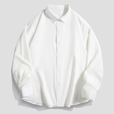 衬衫男春秋新款时尚衬衫潮流宽松翻领休闲百搭长袖衬衣情侣款上衣