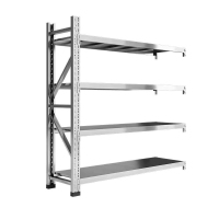 易企采 201不锈钢货架150*45*200CM副架每层承重300KG 重型仓储置物架厨房冷库房实验室多层储物架物理货架