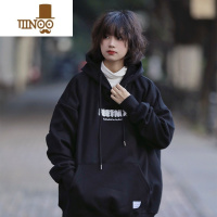 YANXU阿于呆 春季美式字母刺绣连帽卫衣宽松复古百搭 男女简约新款上衣