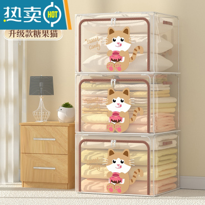 敬平衣服收纳袋子大容量 比抽真空压缩袋能装 棉被子衣物专用整理器 3个装-升级原创设计/透明可视[糖果猫] 72L(50