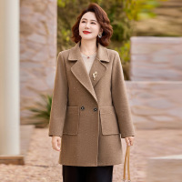 新款妈妈中老年中长款休闲大衣春季中年装西装领女士休闲服装2026