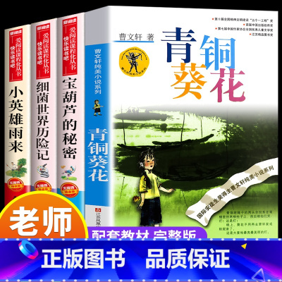 [四下4册]青铜葵花+宝葫芦+小英雄+细菌世界 [正版]小英雄雨来管桦着 四年级下册阅读课外书必读的书目快乐读书吧三至六