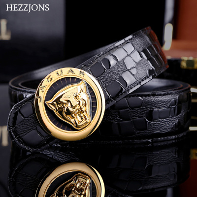 赫泽琼斯HEZZJONES纯铜扣捷豹皮带男士纯牛皮真皮腰带青年时尚休闲板扣潮男百搭皮带