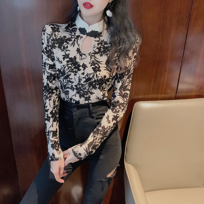 语娄2020春秋新款修身蕾丝打底衫女士内搭精致小衫镂空性感长袖上衣潮2021蕾丝衫