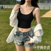 白色吊带背心女带胸垫2025新款夏季内搭美背文胸一体外穿无袖上衣