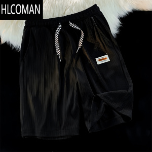 HLCOMAN冰丝短裤男夏季潮薄款运动透气宽松凉感五分裤居家直筒休闲中裤