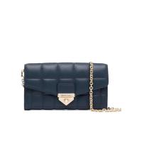 迈克·科尔斯(MICHAEL KORS)深蓝真皮大号链条斜挎包绗缝设计金色