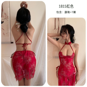长夜漫漫情趣内衣复古透视蕾丝旗袍性感睫毛睡裙火辣诱惑睡衣1815