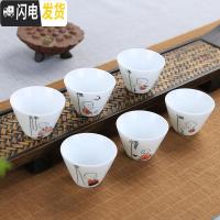三维工匠德化陶瓷功夫茶具6只装 品茗杯办公室小茶杯子喝茶杯白瓷普洱茶杯 04款:6只装