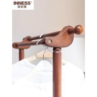 森美人实木双杆式衣帽架落地卧室客厅挂衣架简约现代家用衣服架子