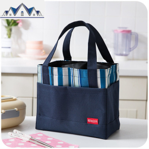 饭盒袋手提保温防水帆布袋子大号装带饭的便当包便携上班族大容量 三维工匠收纳包