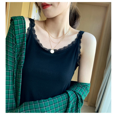 语娄小吊带背心女网红胖mm大码蕾丝针织打底衫内搭配西服春秋夏季上衣2021蕾丝衫