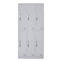 DXBG更衣柜员工铁皮柜健身房宿舍储物柜带锁存包柜收纳柜钢制六门更衣柜