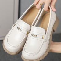 真皮英伦风小皮鞋女2026新款厚底乐福鞋女复古学院风套脚大码单鞋