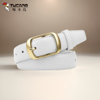 啄木鸟皮带女款女士2025新款裤带装饰配裙子高档白色针扣腰带潮流