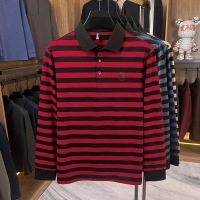 莫代尔拼色长袖男士t恤秋季新款商务翻领透气polo衫男