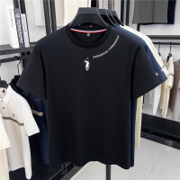 春夏季新款男士亲肤透气商务休闲简约翻领轻薄新疆棉短袖T恤