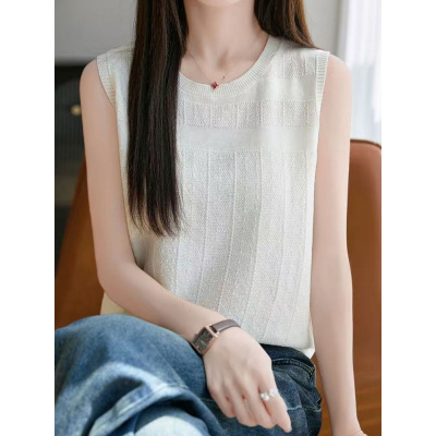 圆领背心吊带女士2026夏季新款冰丝勾花针织衫内搭打底衫无袖上衣