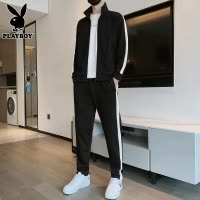 花花公子春季套装男士新款运动服潮牌搭配帅气休闲宽松卫衣一套男