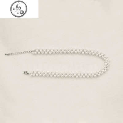 日韩手工编织珍珠锁骨链网红可调节颈链choker脖子饰品短款项链女 JiMi