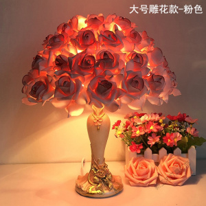 苏宁放心购 水晶台灯卧室床头灯创意婚庆婚房长明灯欧式温馨玫瑰花结婚
