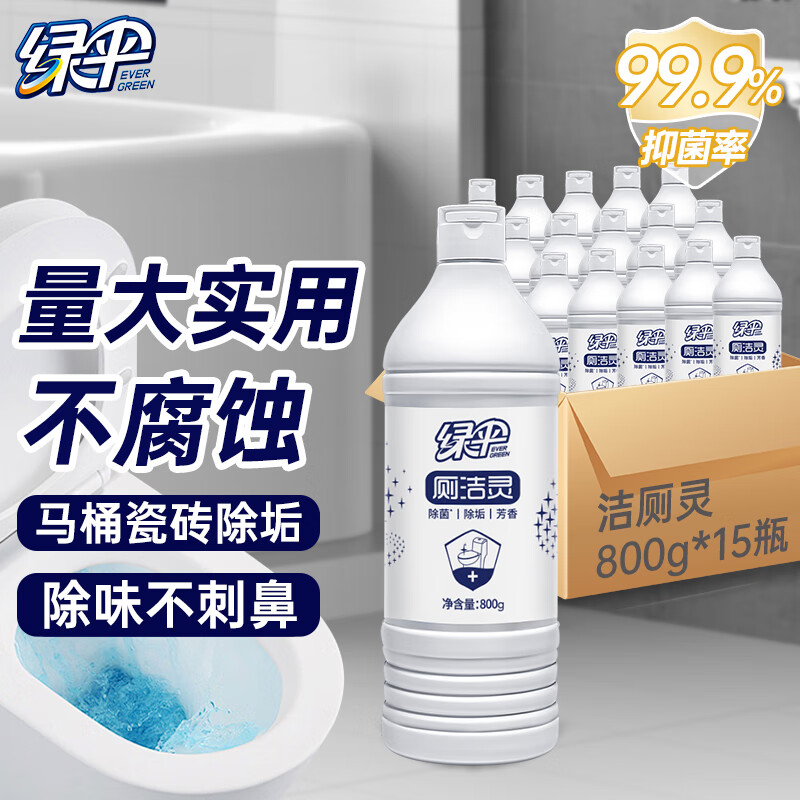 绿伞 洁厕灵 卫生间厕所马桶清洁剂 除垢芳香除菌 800g×15瓶整箱