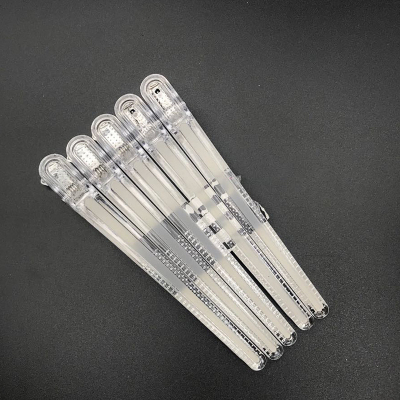 美发夹子刘海无痕夹子造型夹长嘴一字夹洛滑剪发分区夹子白圆头胶条夹十支