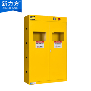 尔迈 全钢防爆气瓶柜安全柜防爆气体气瓶存放柜钢瓶寄存柜 一代报警器灰白色/黄色可选 三瓶