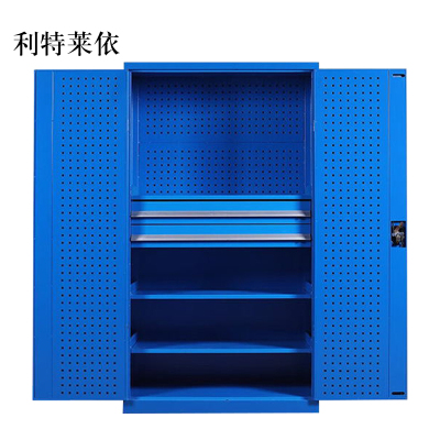 利特莱依工具柜加厚铁皮储物柜工厂车间用带抽屉汽修多功能收纳柜通门内二抽柜蓝色